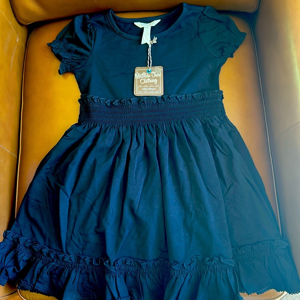 NWT Matilda Jane Darling 95% cotton 5% spandex black dress size girls 6.